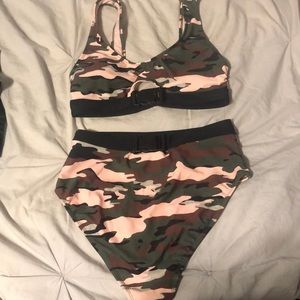 High waisted camo swimsuit